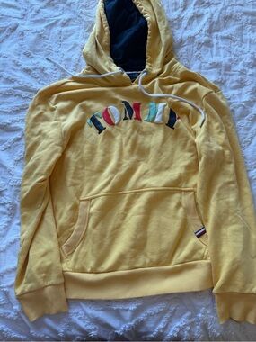 Tommy Hilfiger Yellow Hooded Zip Sweatshirt with Multicolor Logo